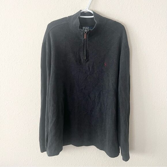 Polo Ralph Lauren Size 2XL 100% Cotton Half Zip Pullover Sweater Gray 1/4 Zip